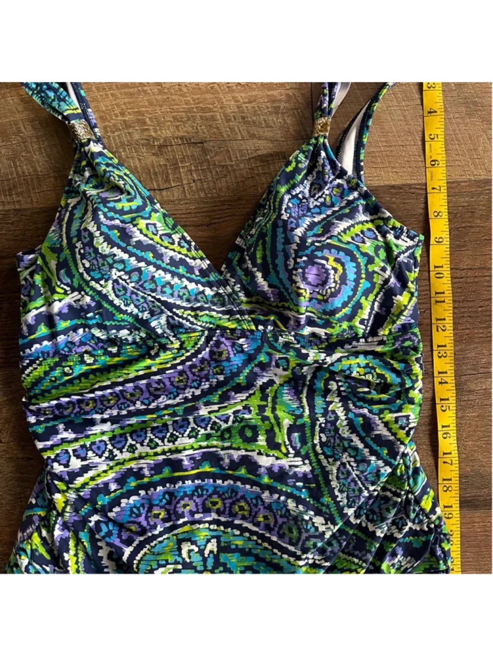 Women's Lauren Ralph Lauren Swimsuit Size 14 Blue Green Paisley Summer